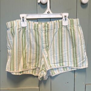 Striped Green and White Women's Pajama Shorts